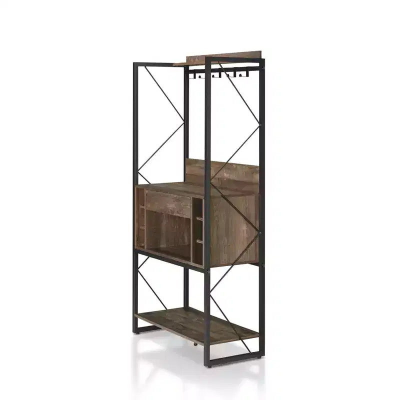 Étagère de boulanger rustique Chêne recyclé Style industriel, 3 étagères fixes, Cadre métallique, 170 cm H