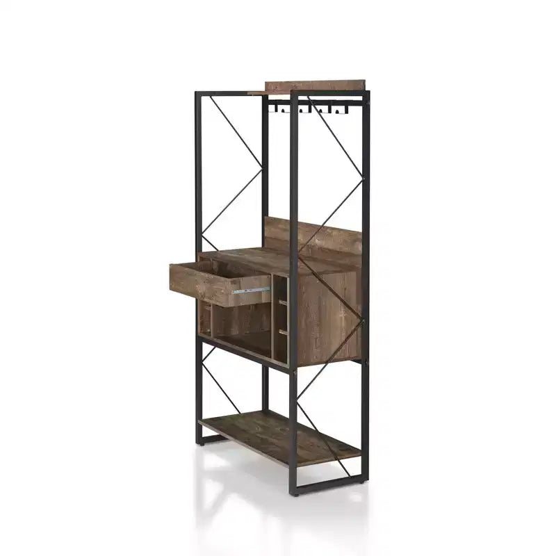 Étagère de boulanger rustique Chêne recyclé Style industriel, 3 étagères fixes, Cadre métallique, 170 cm H