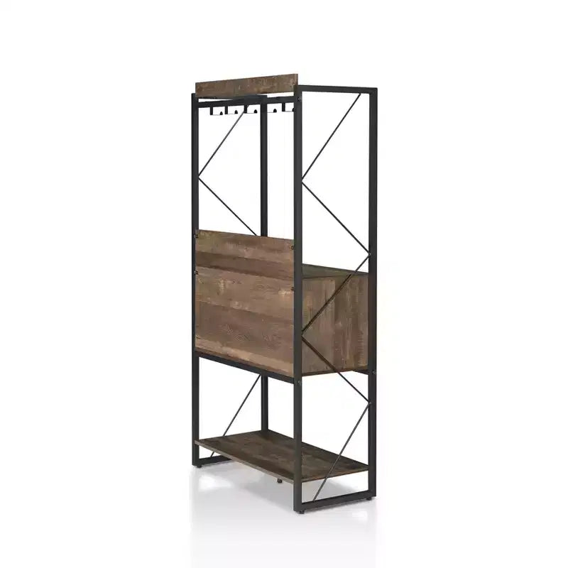 Étagère de boulanger rustique Chêne recyclé Style industriel, 3 étagères fixes, Cadre métallique, 170 cm H
