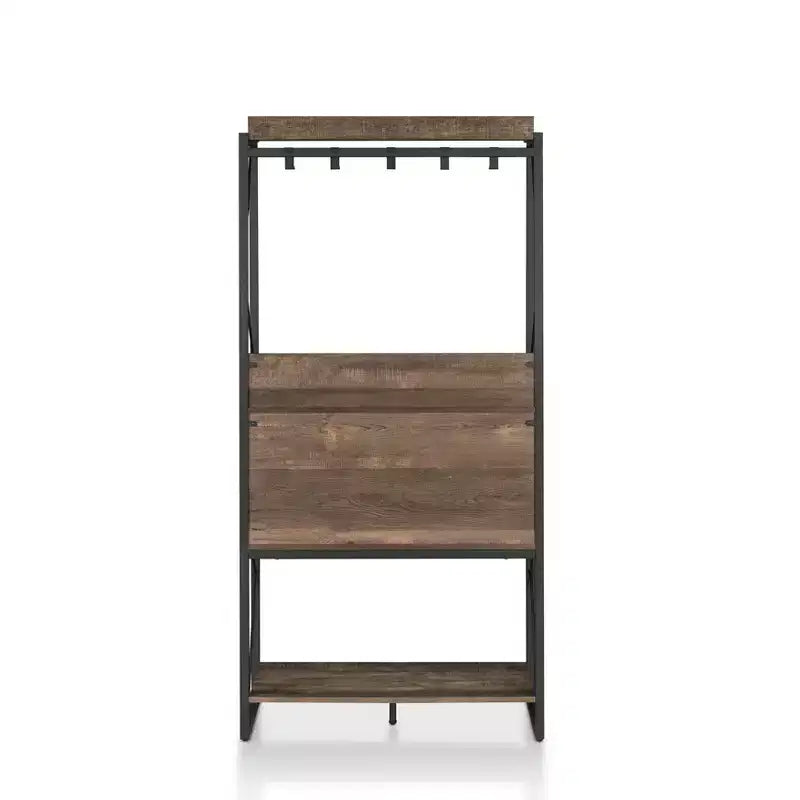 Étagère de boulanger rustique Chêne recyclé Style industriel, 3 étagères fixes, Cadre métallique, 170 cm H