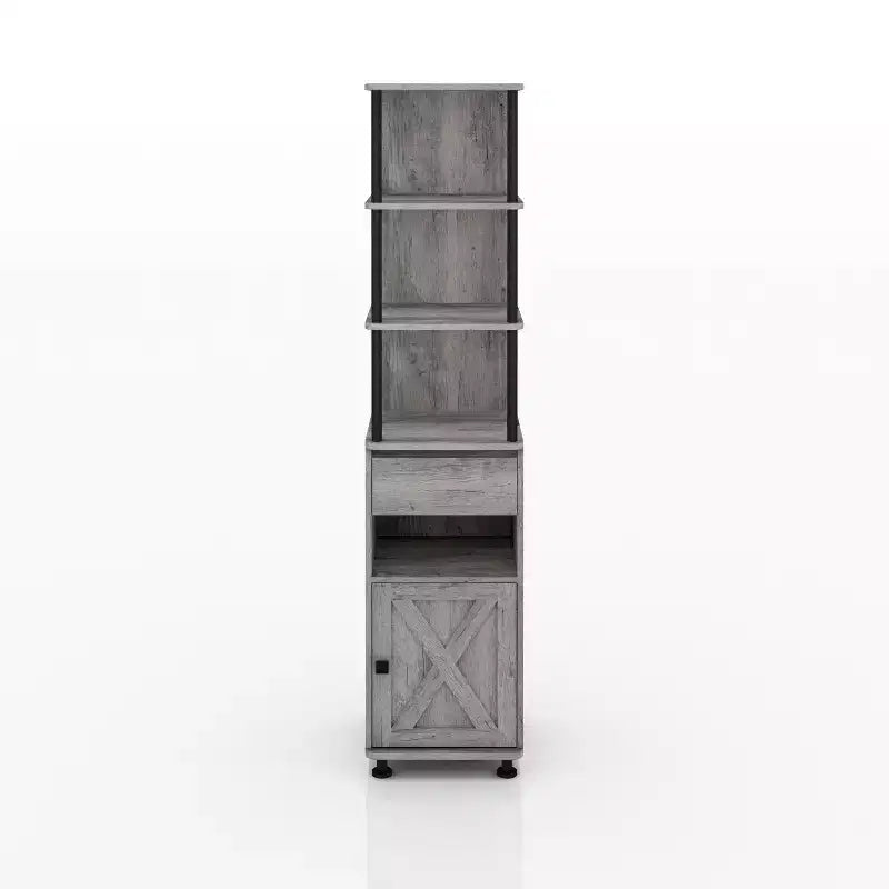 72,3 po Bibliothèque avec plusieurs rangements : Cadre en fer, armoire de style grange