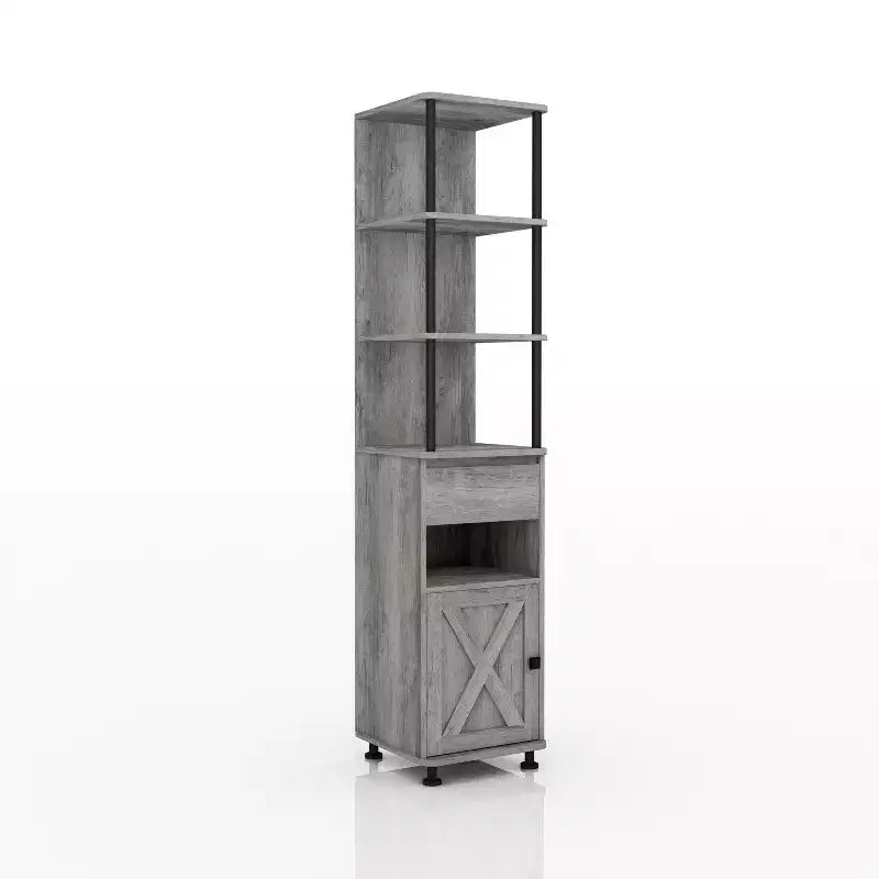 72,3 po Bibliothèque avec plusieurs rangements : Cadre en fer, armoire de style grange