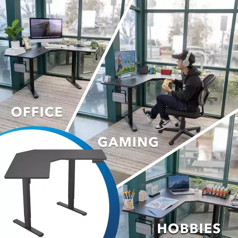 Bureau électrique réglable en hauteur pour coins, bureau debout automatique avec réglage en hauteur ergonomique et fluide de 72 à 120 cm